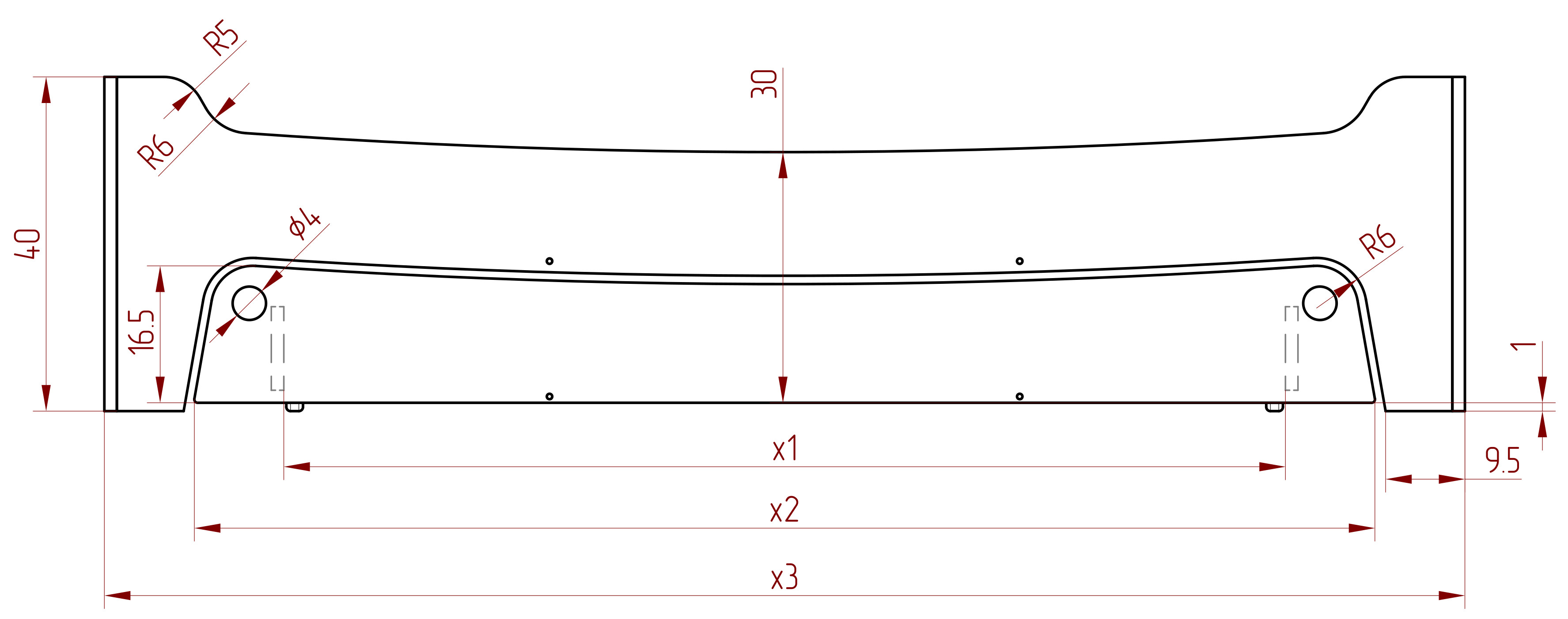 Rysunek techniczny łóżka TILA 10